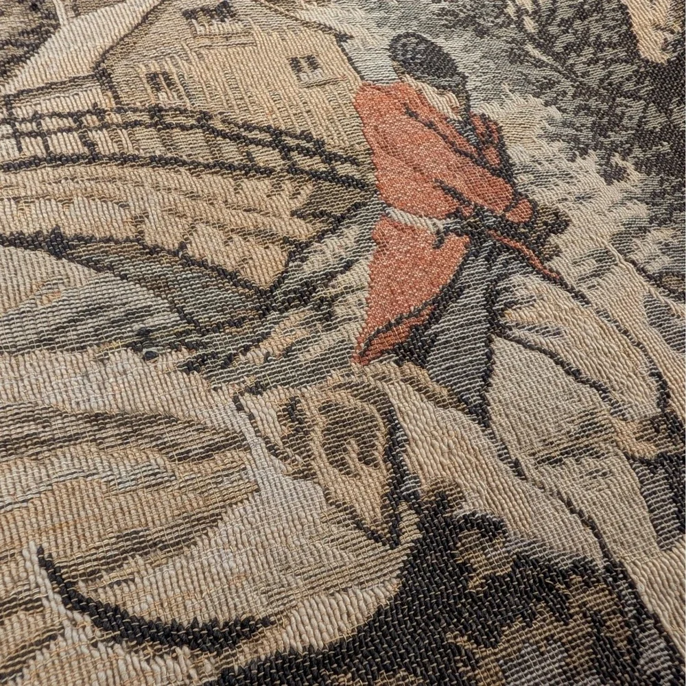 Belgian Vintage Fox Hunt Woven Tapestry Equestrian‎ Wall Hanging 45x19